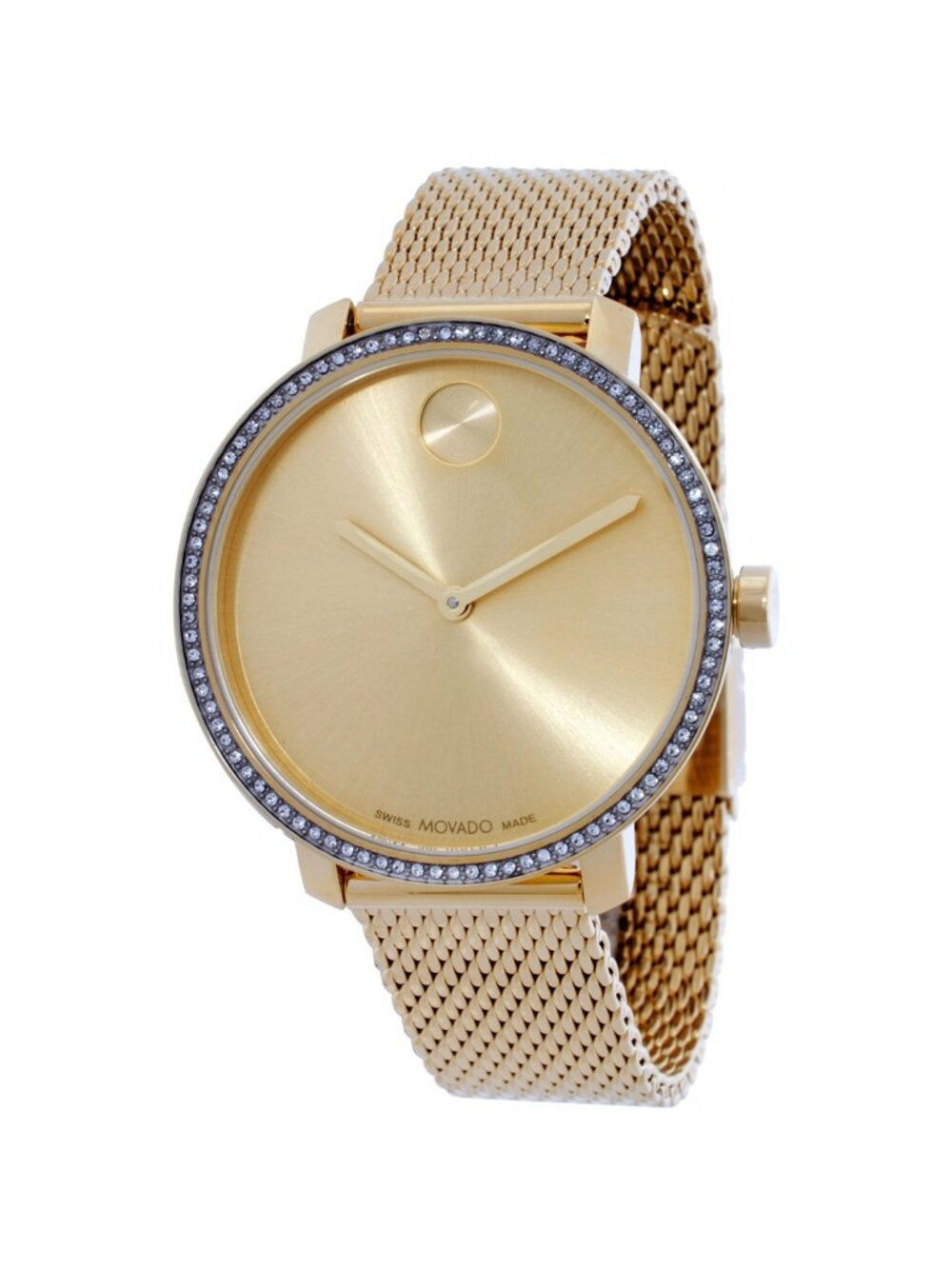 NWT Movado Bold Crystal Gold-Tone Dial Ladies Watch
